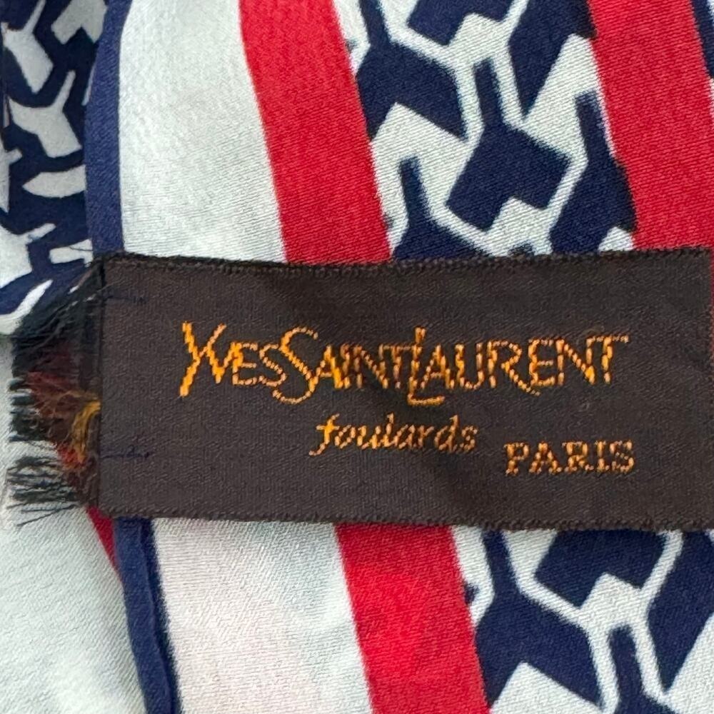 Yves Saint Laurent‎ Scarf/Shawl Silk Red/White/Blue - Picture 5 of 6